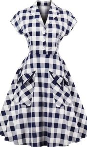 Retro checkered shirt dress